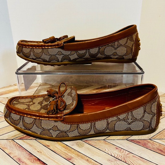 Coach Shoes - Coach Signature C Jacquard Tassel Driving Loafers Womens 6.5B Brown G4180 Office